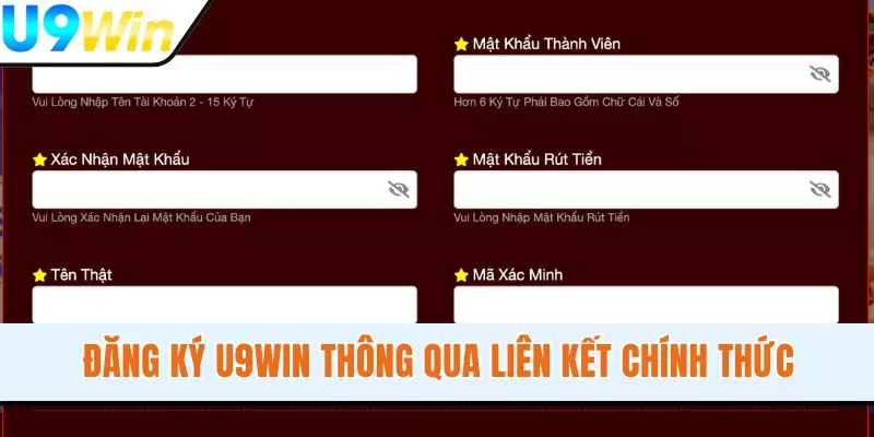 Đăng ký U9WIN thông qua liên kết chính thức